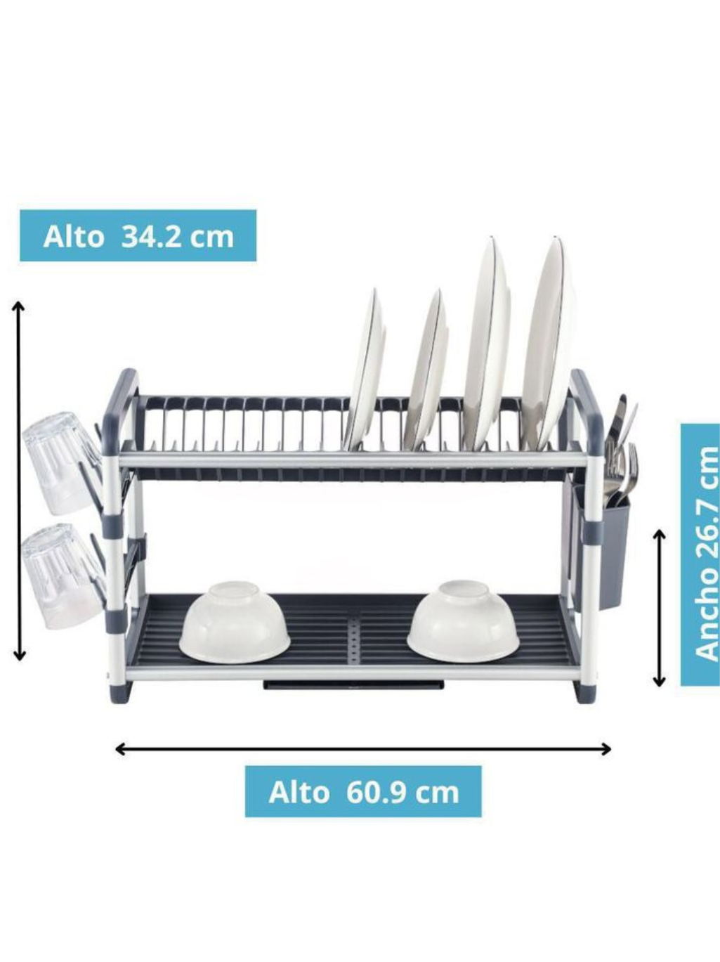 2/3-TierPremium Dish Drying Rack with Drain Tray & Utensil Holder – Space-Saving Kitchen Organizer