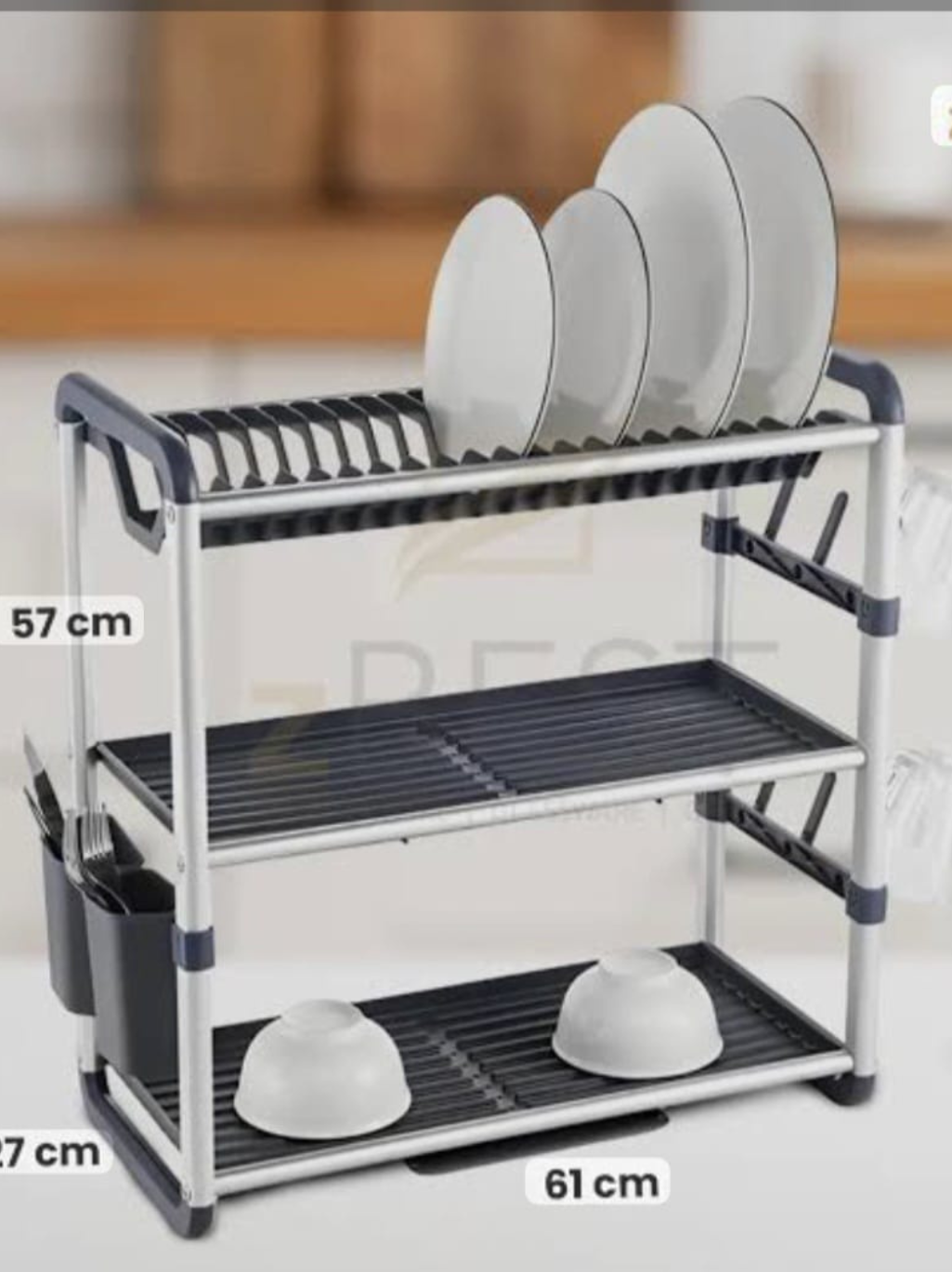 2/3-TierPremium Dish Drying Rack with Drain Tray & Utensil Holder – Space-Saving Kitchen Organizer