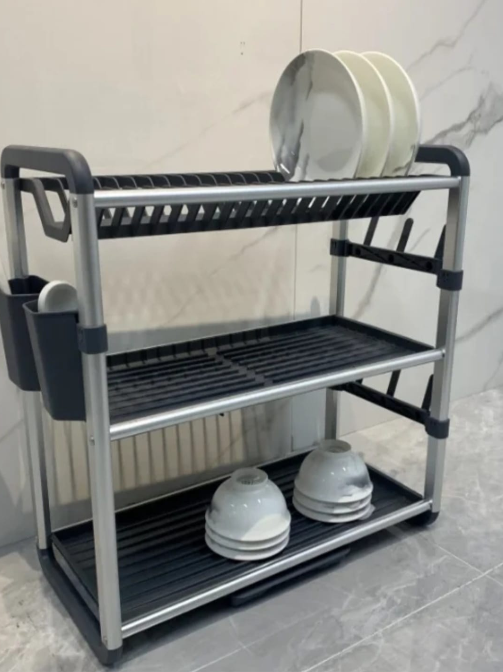 2/3-TierPremium Dish Drying Rack with Drain Tray & Utensil Holder – Space-Saving Kitchen Organizer