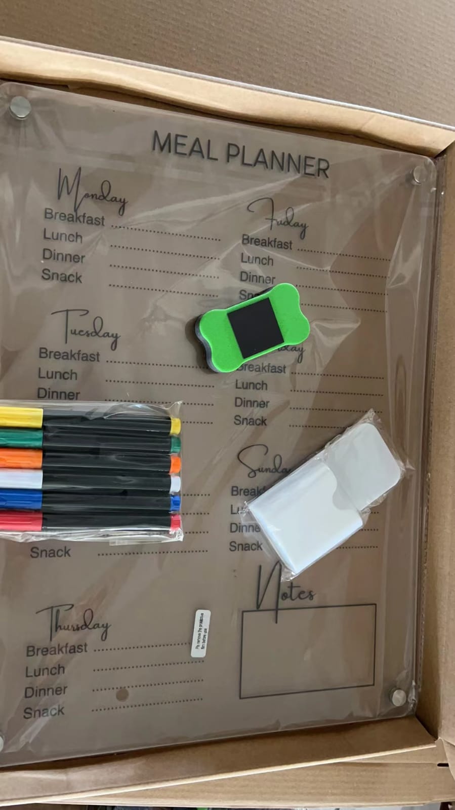 Magnetic Acrylic Meal Planner