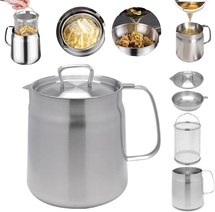 Stainless Steel Deep Fryer Pot with Strainer Basket & Lid