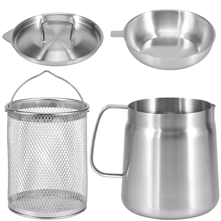 Stainless Steel Deep Fryer Pot with Strainer Basket & Lid