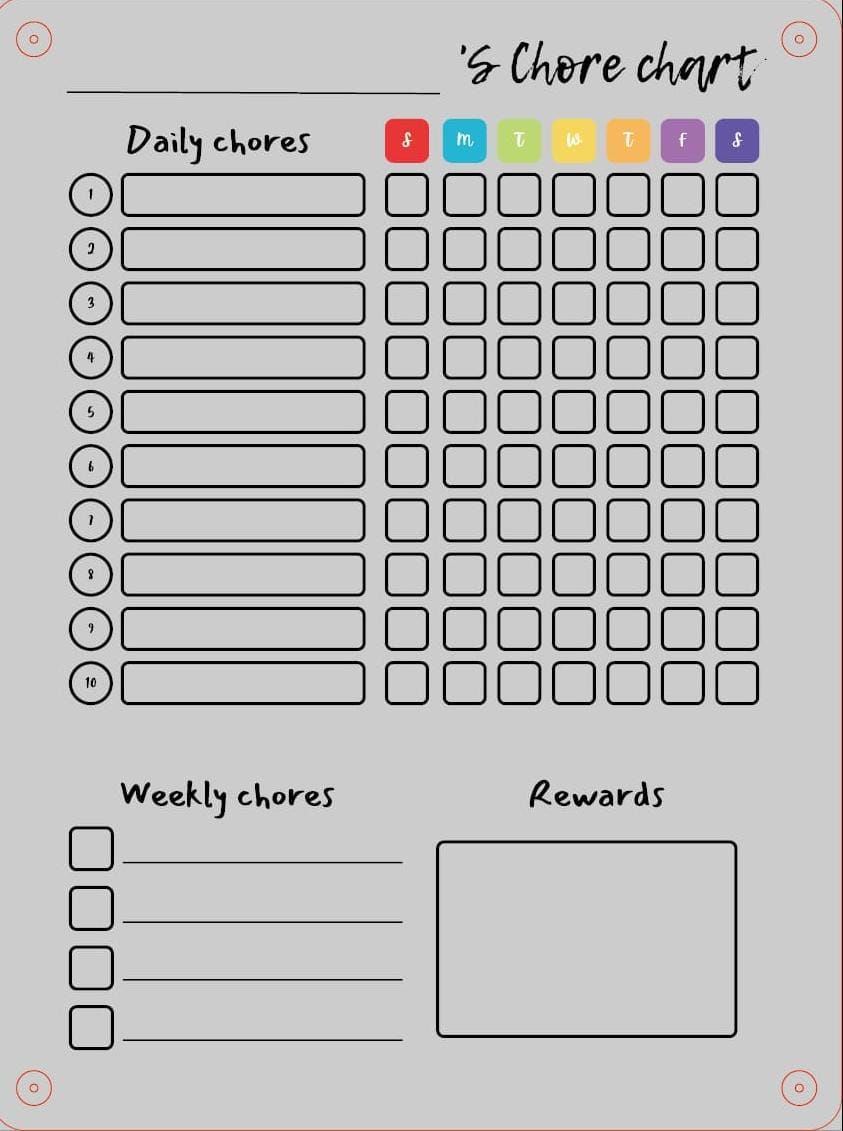 Acrylic Magnetic Chore Planner