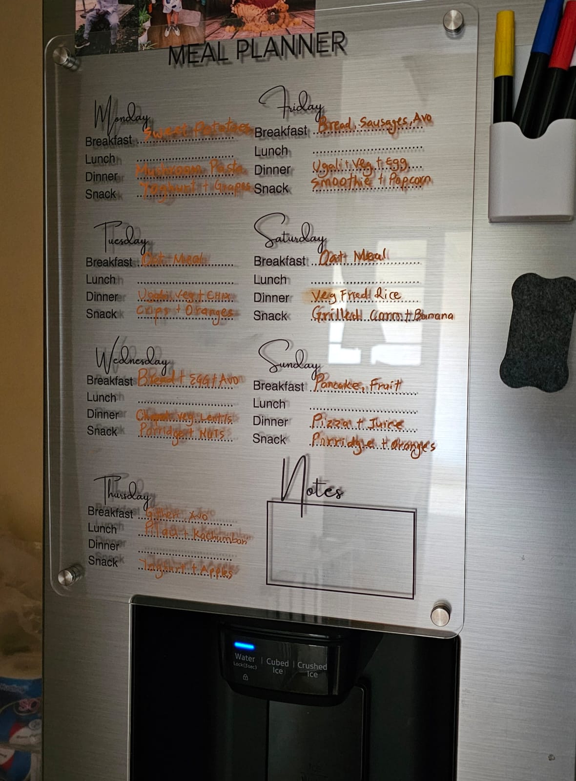 Magnetic Acrylic Meal Planner