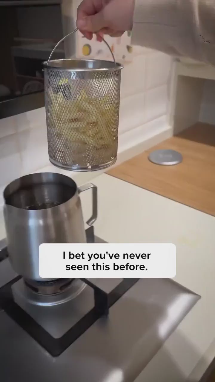 Stainless Steel Deep Fryer Pot with Strainer Basket & Lid