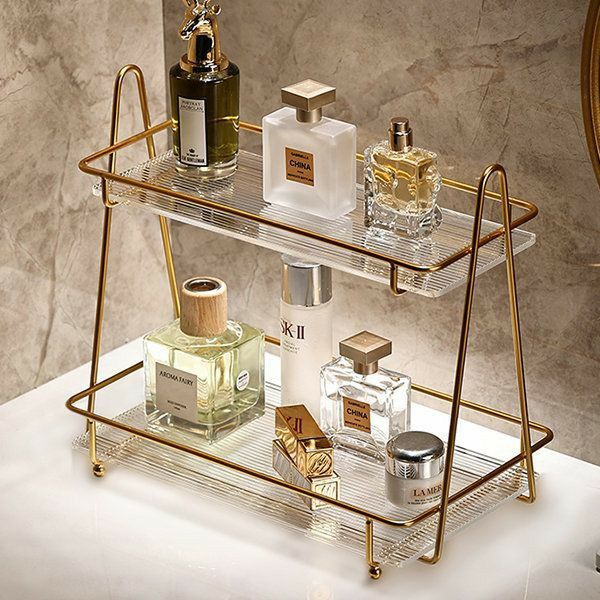 2-Tier Acrylic & Gold Vanity Organizer