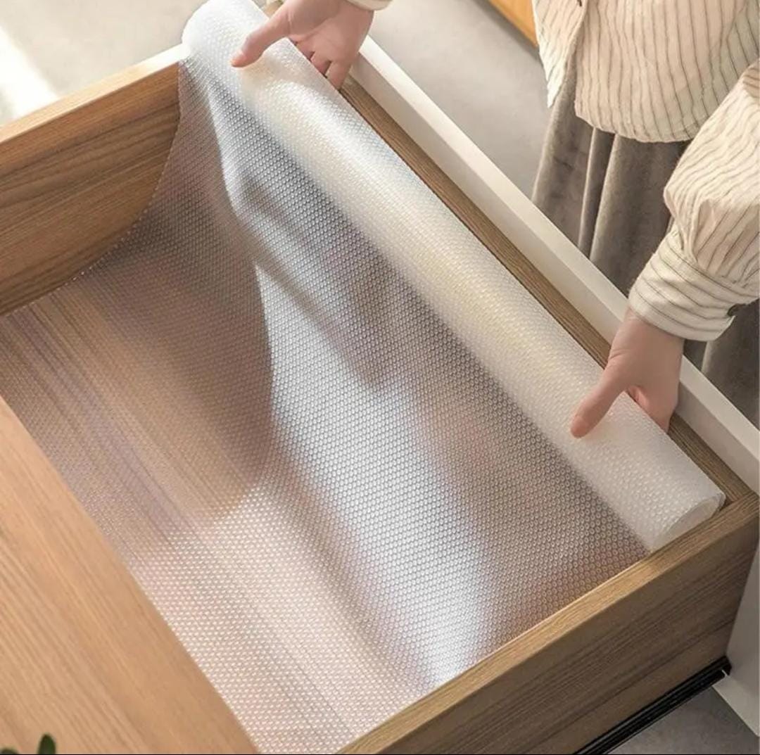 Clear non-slip drawer liners