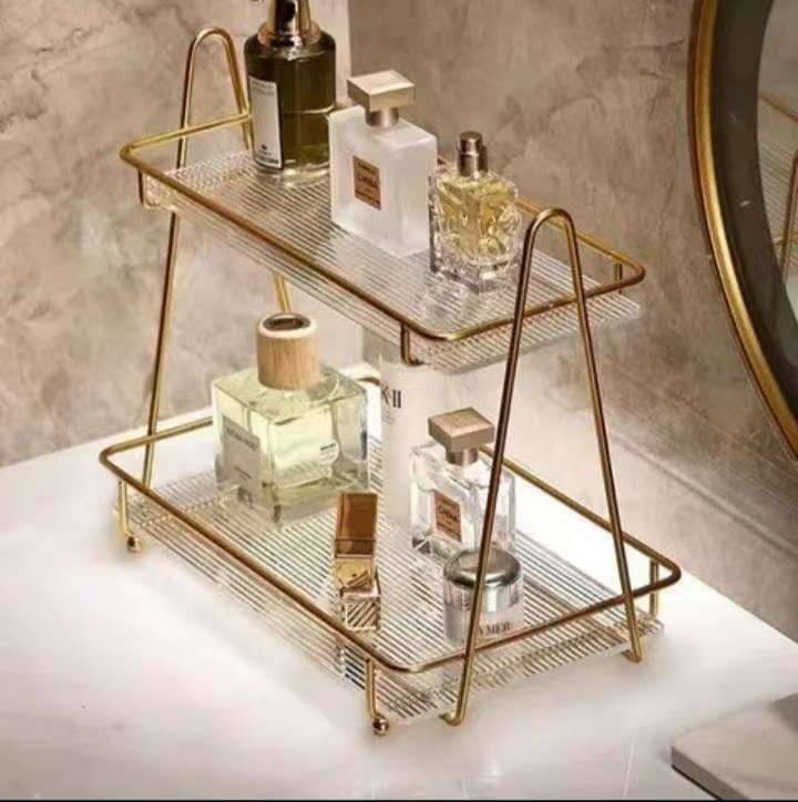 2-Tier Acrylic & Gold Vanity Organizer