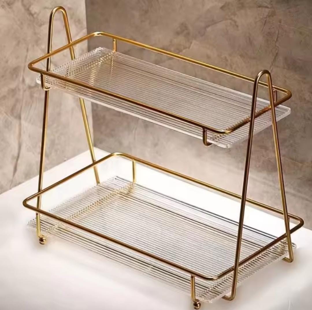2-Tier Acrylic & Gold Vanity Organizer